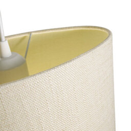 Happy Homewares Contemporary And Sleek Cream Linen Fabric Oval Lamp Shade 60W Maximum - thumbnail 3