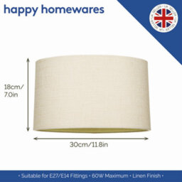Happy Homewares Contemporary And Sleek Cream Linen Fabric Oval Lamp Shade 60W Maximum - thumbnail 5