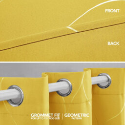 Deconovo Eyelet Thermal Curtains, Silver Wave Line Foil Printed Blackout Curtains For Nursery, 66 X 72 Inch, Mellow Yellow, 1 Pair - thumbnail 2