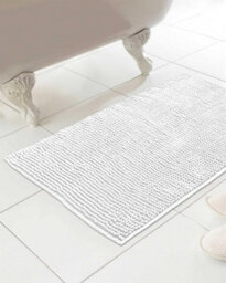 Country Club Chenille Loop Bath Mat Non Slip Absorbent White 46X76Cm