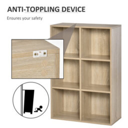 Wyld Haus Nafino Ledi 6-Cube Oak-Effect Storage Bookcase - Freestanding, Matt Finish, 655 X 300 X 975mm - thumbnail 6