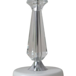 Living And Home White Iron Base Crystal Table Lamp With Frosted Glass Scalloped Lampshade - thumbnail 5