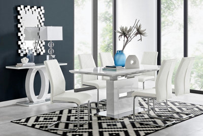 Furniturebox Uk Arezzo Large Extending Dining Table And 6 White Lorenzo Chairs - image 1