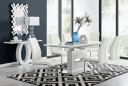 Furniturebox Uk Arezzo Large Extending Dining Table And 6 White Lorenzo Chairs - thumbnail 1