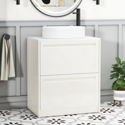 Royal Bathrooms Royal Bathroom Elmore 700mm Classic White Freestanding Countertop Bathroom Vanity Unit 2 Drawer With Lyon Basin - thumbnail 1