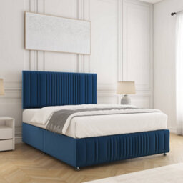 Bsspoke Rosie Divan Bed Blue Plush Velvet 24Inch Headboard & Footboard No Mattress No Drawers In Small Double King 4Ft6 6Ft - thumbnail 3