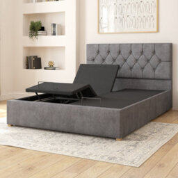Aspire Olivier Electric Adjustable Bed Upholstered With Pocket Sprung Mattress Uk Made, Plush Steel, Size Superking - thumbnail 4