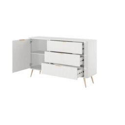 Arte Lante Sideboard Cabinet 138 Cm In White - Versatile White Storage With Door, Shelf And Drawers - thumbnail 3