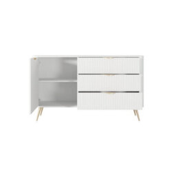 Arte Lante Sideboard Cabinet 138 Cm In White - Versatile White Storage With Door, Shelf And Drawers - thumbnail 5