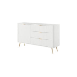 Arte Lante Sideboard Cabinet 138 Cm In White - Versatile White Storage With Door, Shelf And Drawers - thumbnail 2