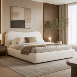 Double Ottoman Storage Bed With Curved Headboard And Rounded Corners - thumbnail 1
