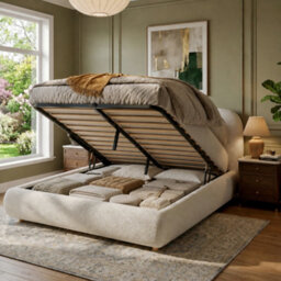 Double Ottoman Storage Bed With Curved Headboard And Rounded Corners - thumbnail 6
