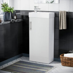 Home Treats White Freestanding Vanity Unit & Basin Set - Includes 2 Door Vanity (W)400mm (H)800mm - thumbnail 1
