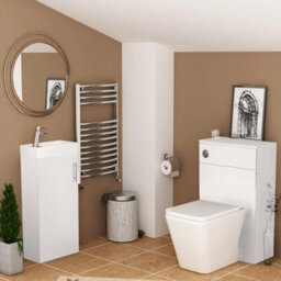 Home Treats White Freestanding Vanity Unit & Basin Set - Includes 2 Door Vanity (W)400mm (H)800mm - thumbnail 3