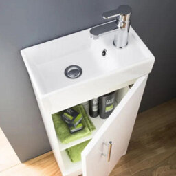 Home Treats White Freestanding Vanity Unit & Basin Set - Includes 2 Door Vanity (W)400mm (H)800mm - thumbnail 4