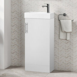 Home Treats White Freestanding Vanity Unit & Basin Set - Includes 2 Door Vanity (W)400mm (H)800mm - thumbnail 5