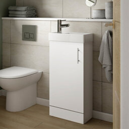 Home Treats White Freestanding Vanity Unit & Basin Set - Includes 2 Door Vanity (W)400mm (H)800mm - thumbnail 6