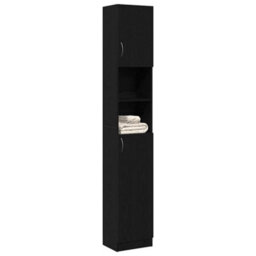 Berkfield Durable Bathroom Cabinet Black Oak 32X25.5X190 Cm Engineered Wood - thumbnail 4