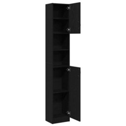 Berkfield Durable Bathroom Cabinet Black Oak 32X25.5X190 Cm Engineered Wood - thumbnail 5