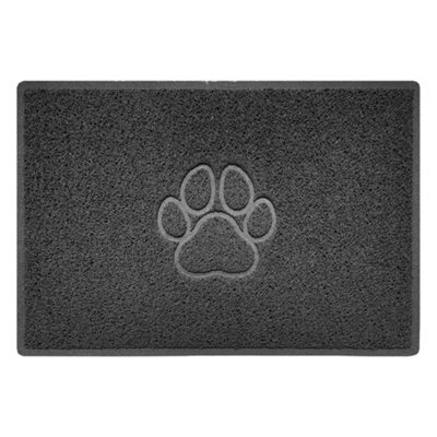 Nicoman Dark Grey Paw Embossed Spaghetti Coil Door Mat Dirt-Trapper Washable Barrier Doormat 90Cm X 60Cm - image 1