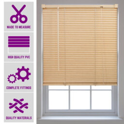 Furnished Made To Measure Natural Pvc Venetian Blind - 25mm Slats Blind For Windows And Doors  (W)210Cm (L)150Cm