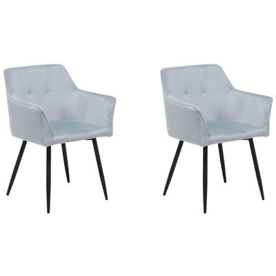Beliani Set Of 2 Dining Chairs Jasmin Velvet Light Grey - image 1