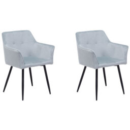 Beliani Set Of 2 Dining Chairs Jasmin Velvet Light Grey - thumbnail 1