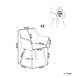 Beliani Set Of 2 Dining Chairs Jasmin Velvet Light Grey - thumbnail 3