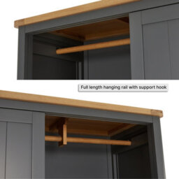 The Furniture Market Marbury Slate Grey Large Sliding Door Wardrobe With 3 Drawers - thumbnail 6