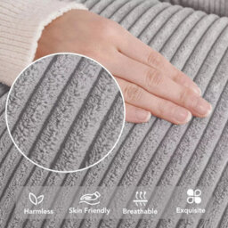Ameha Silver Stripe Velvet Cushion Cover 18X18 Inch, Set Of 4, Soft, Breathable & Hypoallergenic With Invisible Zip - thumbnail 4