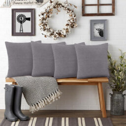 Ameha Silver Stripe Velvet Cushion Cover 18X18 Inch, Set Of 4, Soft, Breathable & Hypoallergenic With Invisible Zip - thumbnail 5