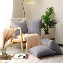 Ameha Silver Stripe Velvet Cushion Cover 18X18 Inch, Set Of 4, Soft, Breathable & Hypoallergenic With Invisible Zip - thumbnail 8