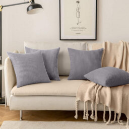 Ameha Silver Stripe Velvet Cushion Cover 18X18 Inch, Set Of 4, Soft, Breathable & Hypoallergenic With Invisible Zip - thumbnail 9