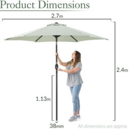 Christow 2.7M Crank And Tilt Parasol With Uv Protection - thumbnail 7