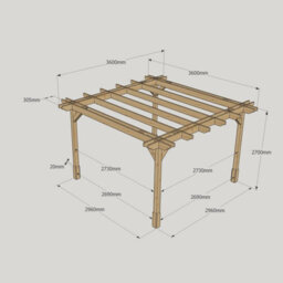 Rutland County Garden Furniture Double Premium Pergola - Wood - L360 X W360 X H270 Cm - Light Green - thumbnail 5