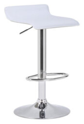 Lamboro Baceno Single Kitchen Bar Stool, Chrome Footrest, Height Adjustable Swivel Gas Lift, Breakfast Bar & Home Barstool, White - thumbnail 1