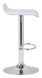 Lamboro Baceno Single Kitchen Bar Stool, Chrome Footrest, Height Adjustable Swivel Gas Lift, Breakfast Bar & Home Barstool, White - thumbnail 2