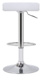 Lamboro Baceno Single Kitchen Bar Stool, Chrome Footrest, Height Adjustable Swivel Gas Lift, Breakfast Bar & Home Barstool, White - thumbnail 5