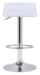 Lamboro Baceno Single Kitchen Bar Stool, Chrome Footrest, Height Adjustable Swivel Gas Lift, Breakfast Bar & Home Barstool, White - thumbnail 3