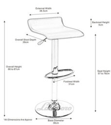 Lamboro Baceno Single Kitchen Bar Stool, Chrome Footrest, Height Adjustable Swivel Gas Lift, Breakfast Bar & Home Barstool, White - thumbnail 9