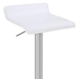 Lamboro Baceno Single Kitchen Bar Stool, Chrome Footrest, Height Adjustable Swivel Gas Lift, Breakfast Bar & Home Barstool, White - thumbnail 7