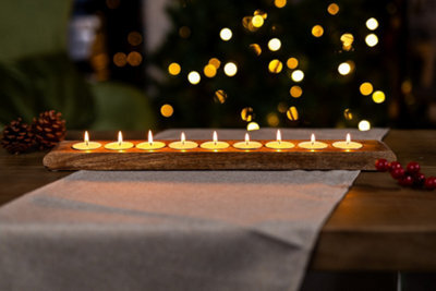Mango Wood 9 Tealight Holder With Tealights - image 1