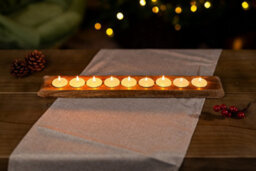 Mango Wood 9 Tealight Holder With Tealights - thumbnail 2
