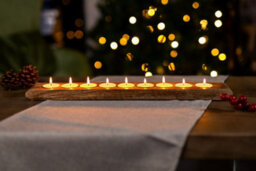 Mango Wood 9 Tealight Holder With Tealights