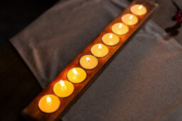 Mango Wood 9 Tealight Holder With Tealights - thumbnail 5