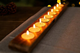 Mango Wood 9 Tealight Holder With Tealights - thumbnail 9