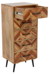 Orsina Five Drawer Mango Wood Chest, Contemporary Storage Cabinet With Black Iron Legs, Tallboy Chest Of Drawers - thumbnail 4