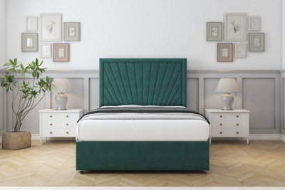 "Comfort Kensington Emerald Plush Divan Bed Set No Drawers - 26"" Strutted 2'6 Small Single" - image 1
