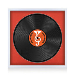 "16X16"" White Classic Vinyl Record Frame With Poppy Red Mount For 12 Inch Lp Disc - Ak Frames" - thumbnail 1