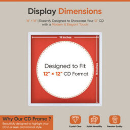 "16X16"" White Classic Vinyl Record Frame With Poppy Red Mount For 12 Inch Lp Disc - Ak Frames" - thumbnail 2